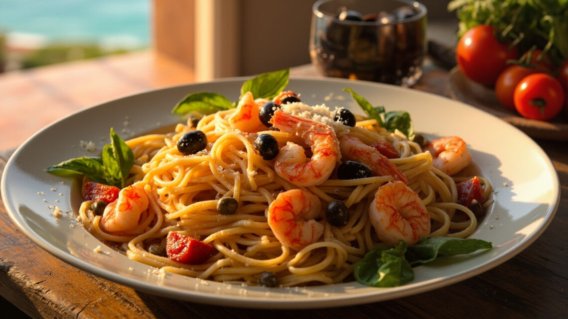 Recette pates aux crevettes pour un festin méditerranéen