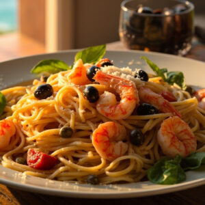 Recette pates aux crevettes pour un festin méditerranéen