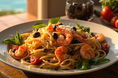 Recette pates aux crevettes pour un festin méditerranéen